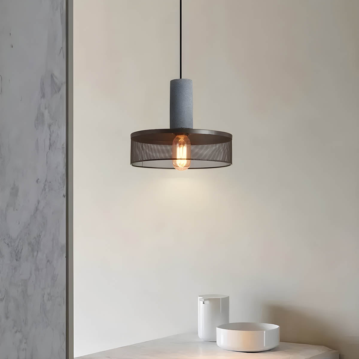 Suspension Shane Moderne aus Beton und Eisen – Industriedesign Lampe