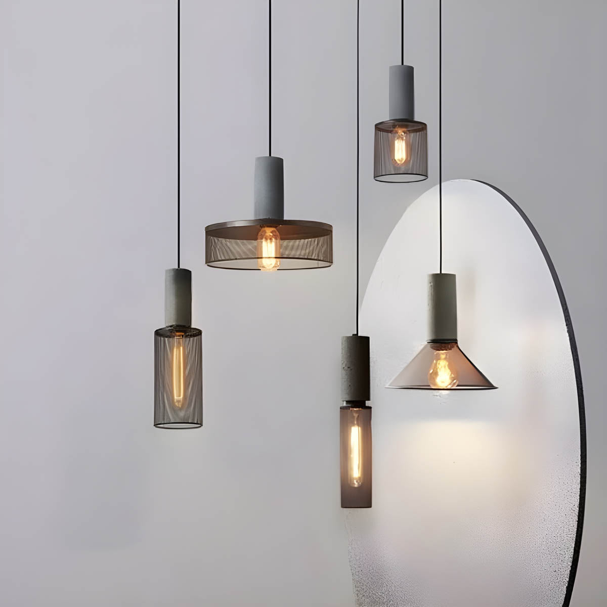 Suspension Shane Moderne aus Beton und Eisen – Industriedesign Lampe