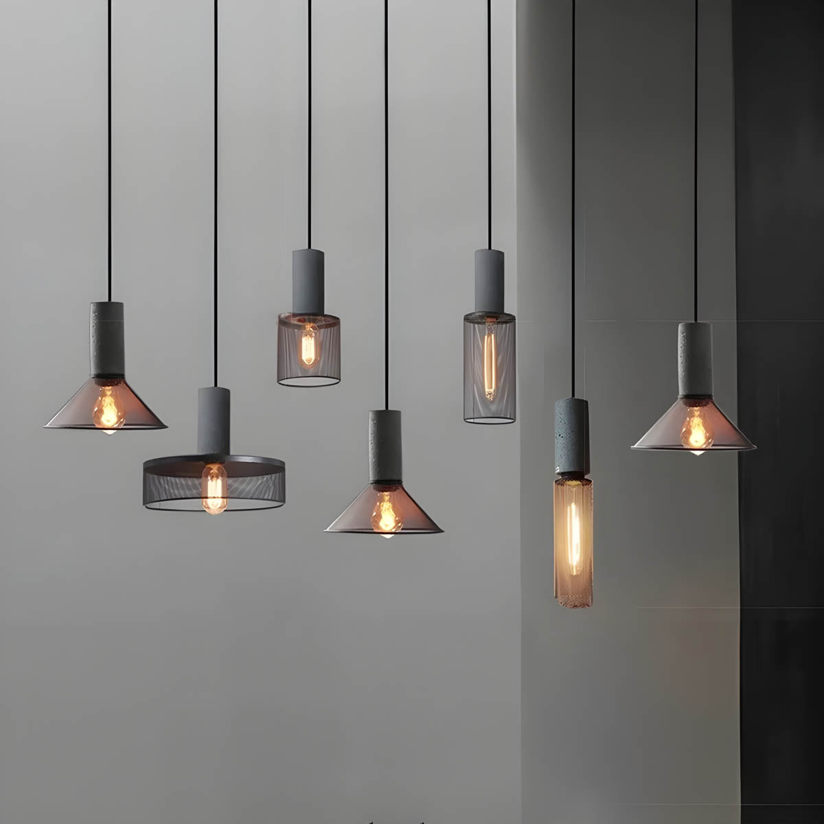 Suspension Shane Moderne aus Beton und Eisen – Industriedesign Lampe