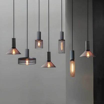 Suspension Shane Moderne aus Beton und Eisen – Industriedesign Lampe