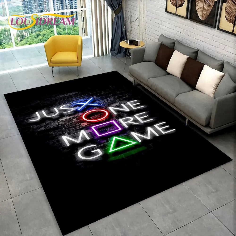 3D Cartoon Gamer Teppich - Ultra-weicher, mehrfarbiger Teppich mit rutschfester Unterseite für Kinder und Gaming-Bereiche 120x160 cm