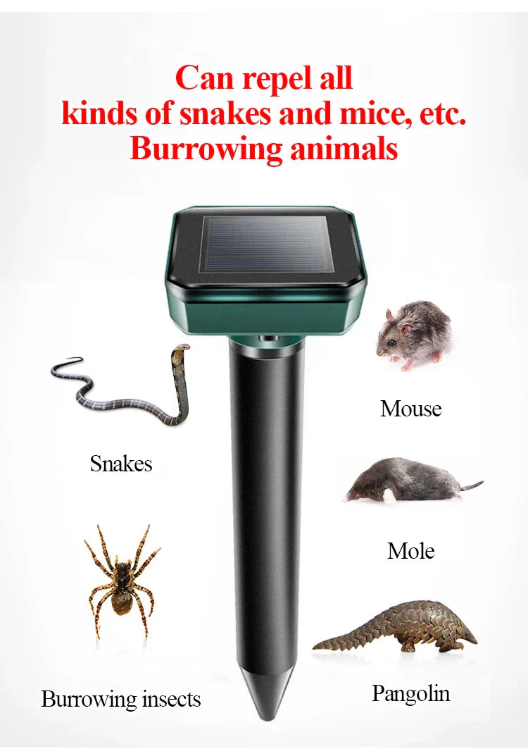 Solarbetriebene Schlangen- und Schädlingabwehr – Ultraschallgerät für den Garten