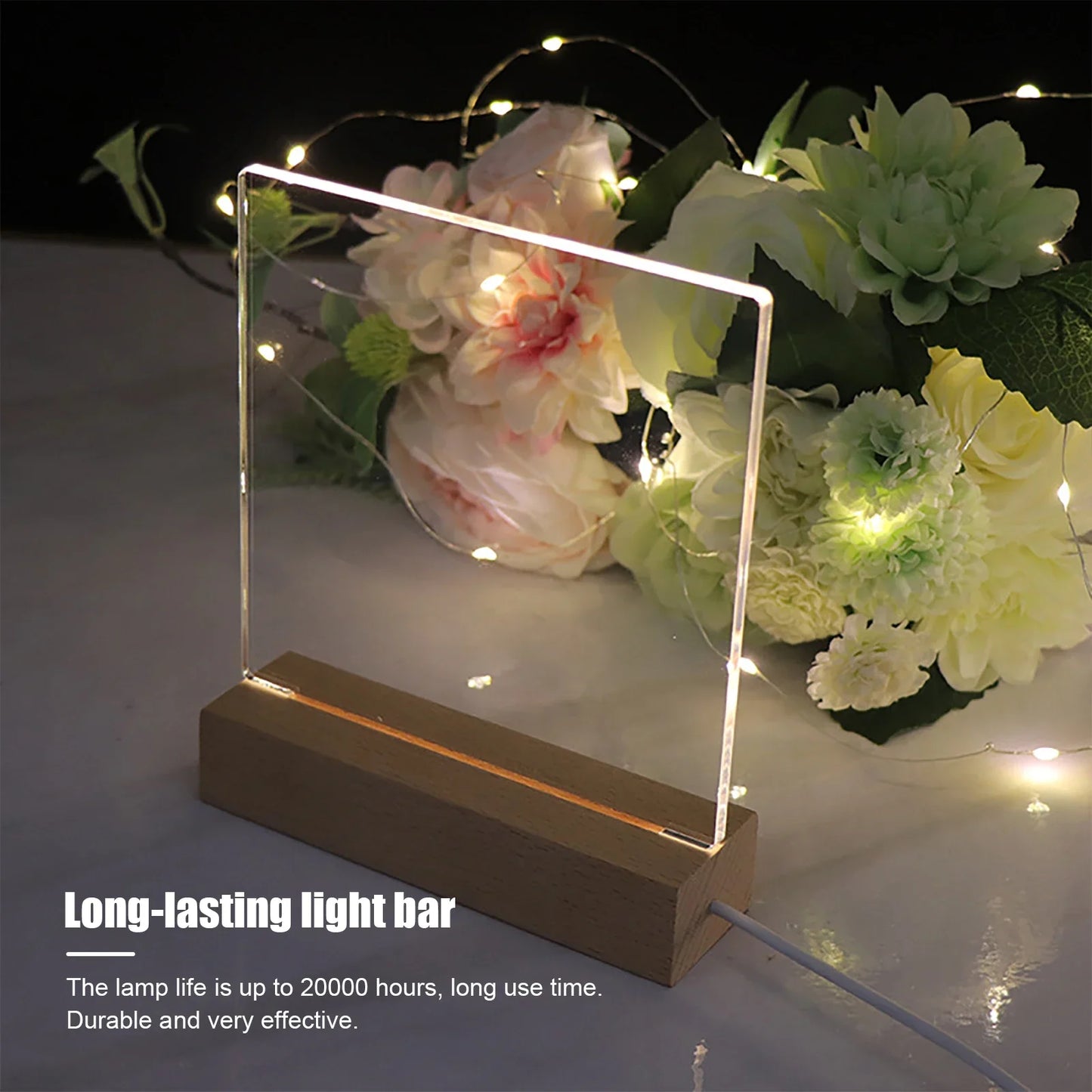 LED Holzlichtanzeige Basis – USB Holzständer für Kristall- und Harzkunst