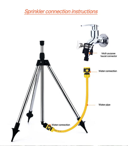 360° Garten Rotationssprinkler – Edelstahl Stativ Set