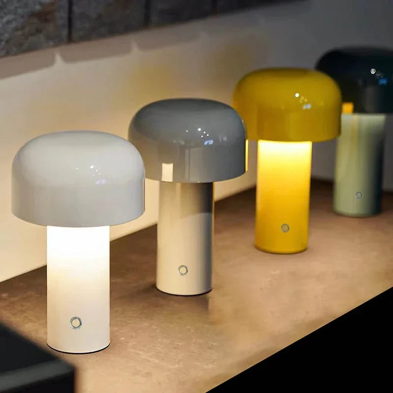 Kleine Blaue Pilz Tischlampe – Wiederaufladbares Modernes Design für das Schlafzimmer