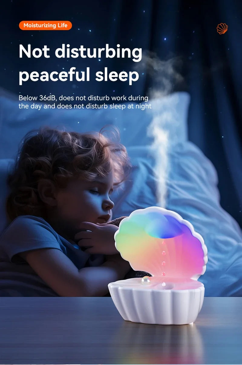 Shell Schlafhilfe Bluetooth Lautsprecher – RGB Nachtlicht mit Luftbefeuchter & Anti-Schwerkraft-Design