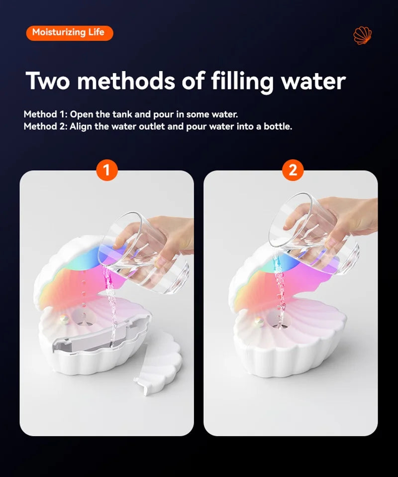 Shell Schlafhilfe Bluetooth Lautsprecher – RGB Nachtlicht mit Luftbefeuchter & Anti-Schwerkraft-Design