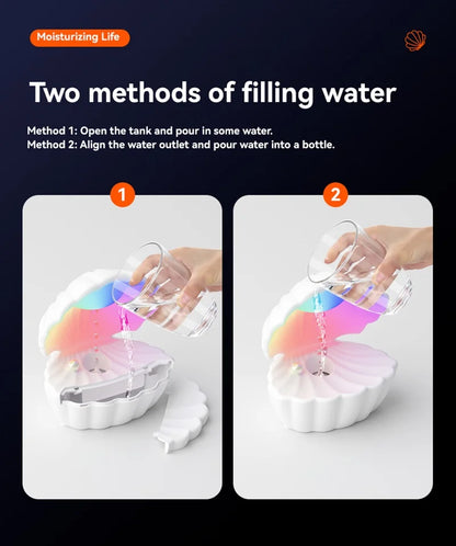Shell Schlafhilfe Bluetooth Lautsprecher – RGB Nachtlicht mit Luftbefeuchter & Anti-Schwerkraft-Design
