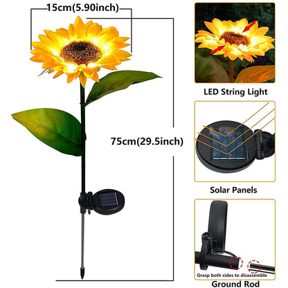 Solarbetriebene Sonnenblumen-Außenrasenleuchte: Wasserdichte Gartendekoration