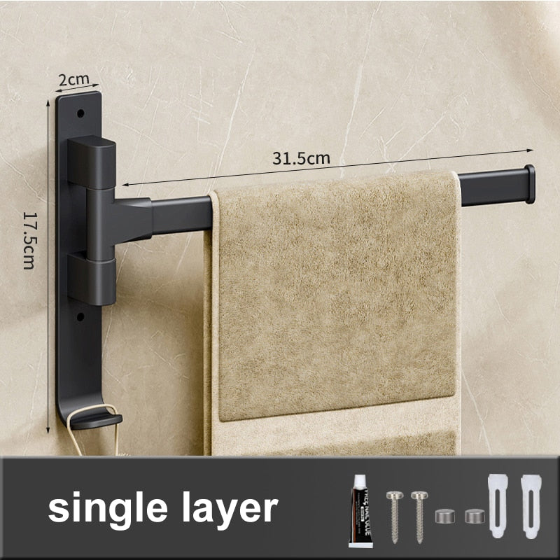 Wandmontierter, drehbarer Handtuchhalter - selbstklebend, bohrfrei