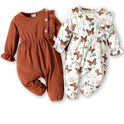 Baby-Pyjama-Set mit Knöpfen und Schmetterlingsmuster