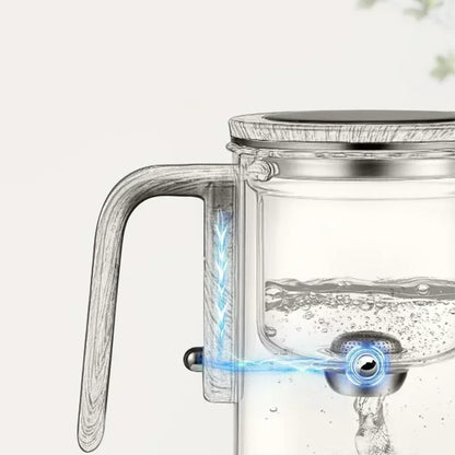 Wassertrennung Innentopf Teekanne - Glasfiltration, Ein-Klick-Magnet-Schalter, Holzgriff, 520ml