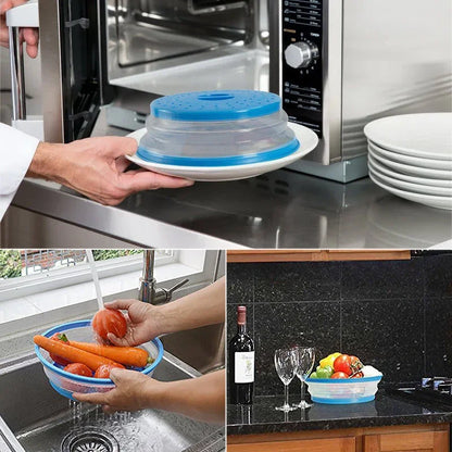 Mikrowellen Spritzschutz - Heizender faltbarer Silikondeckel zum Kochen & Frischhalten