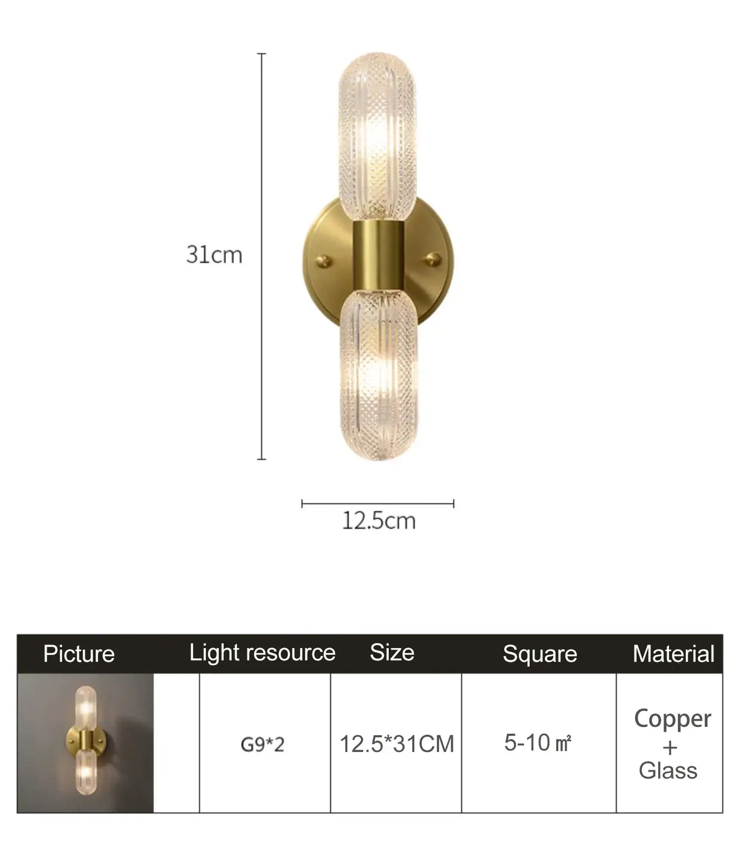 Strahlende Luxus Gold Wandleuchte