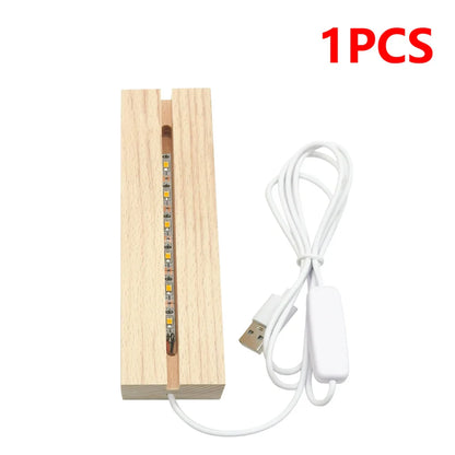 LED Holzlichtanzeige Basis – USB Holzständer für Kristall- und Harzkunst