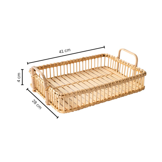 Rustikale Web-Rattan-Tablett