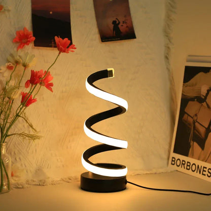 Spiral LED Schreibtischlampe mit einstellbarem Licht und modernem Design