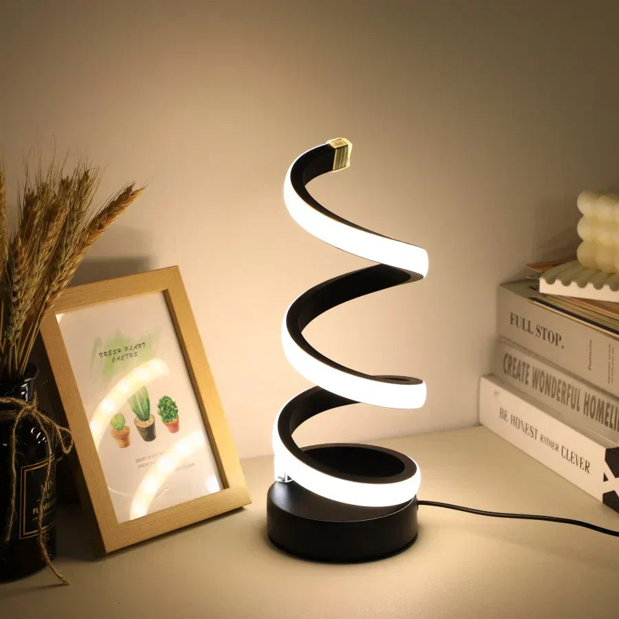 Spiral LED Schreibtischlampe mit einstellbarem Licht und modernem Design