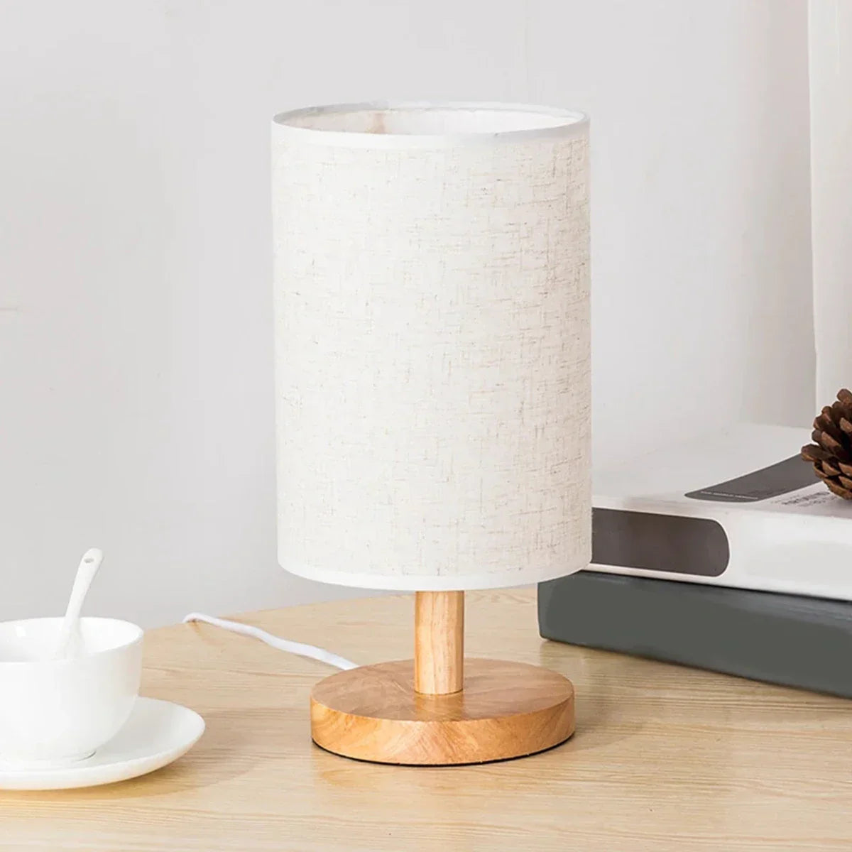 Garduru-Leinen Tischlampe mit Touch-Bedienung | USB-betriebene LED Nachtlampe | Warmweiße Stimmungsleuchte für gemütliche Wohnraumdekoration - Damero