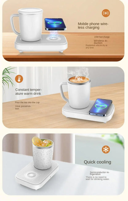 Royaleva Heiße und Kalte Tasse Thermostat Pad mit Drahtloser Ladung – 3-in-1 Untersetzer für Zuhause & Büro
