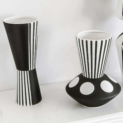 Nordic Design Schwarze und Weiße Gestreifte Vase