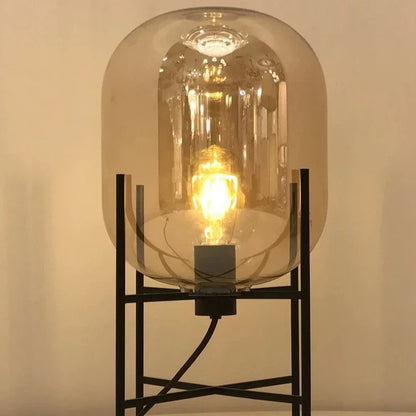 Garduru Glas Stehlampe | Elegantes Design | Amber oder Grau | Dimmbares Licht für Stilvolles Wohnen