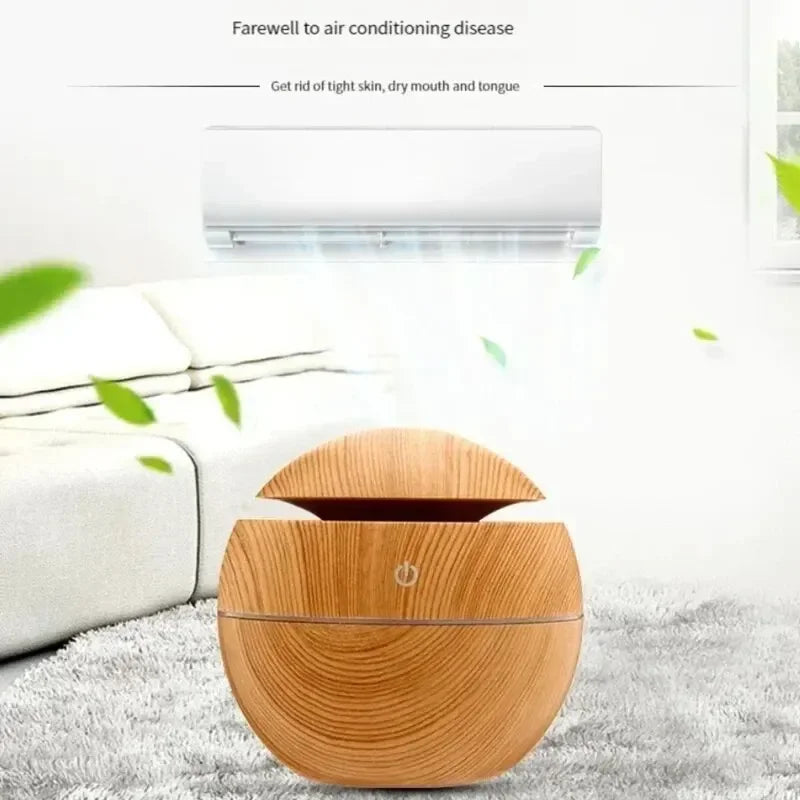 USB Ultraschall-Kaltnebel-Sprühgerät Aroma Diffuser Mini Holzmaserung Luftbefeuchter für den Hausgebrauch