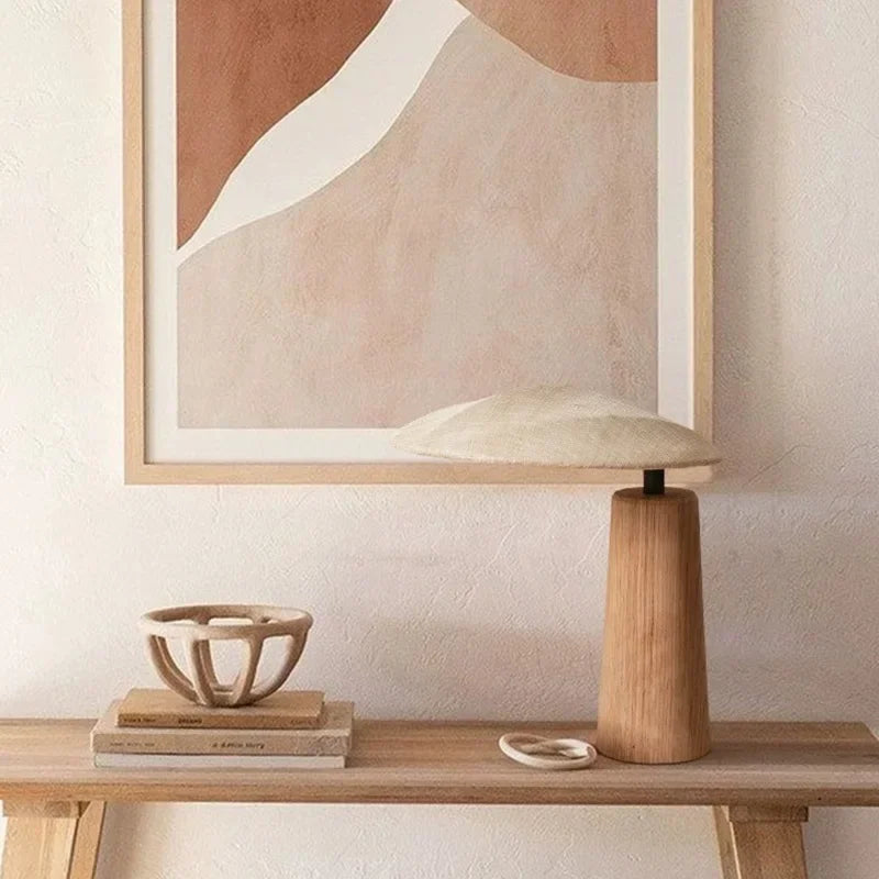 Garduru Wabi-Sabi Leinen Tischlampe | Minimalistisches Design | Natürliche Beleuchtung | Wohnkultur | Schlafzimmerlampe