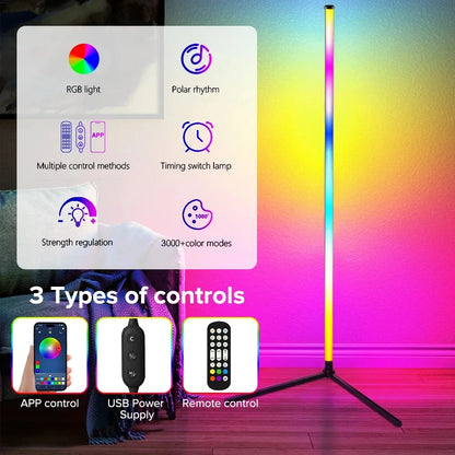 Smart RGB LED Eckenstehlampe - Modernes Stimmungslicht für Schlafzimmer und Wohnräume