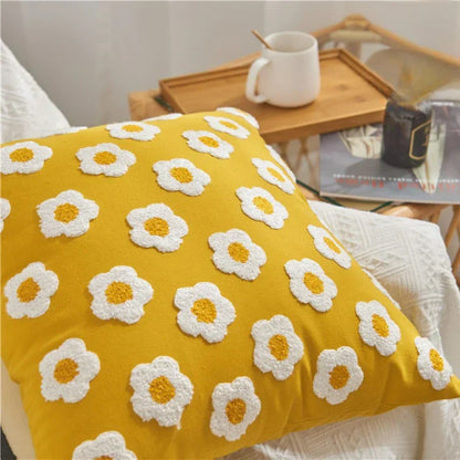 Soléa – Jacquard-Kissenbezug mit raffiniertem Sonnenblumenmuster