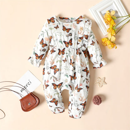 Baby-Pyjama-Set mit Knöpfen und Schmetterlingsmuster