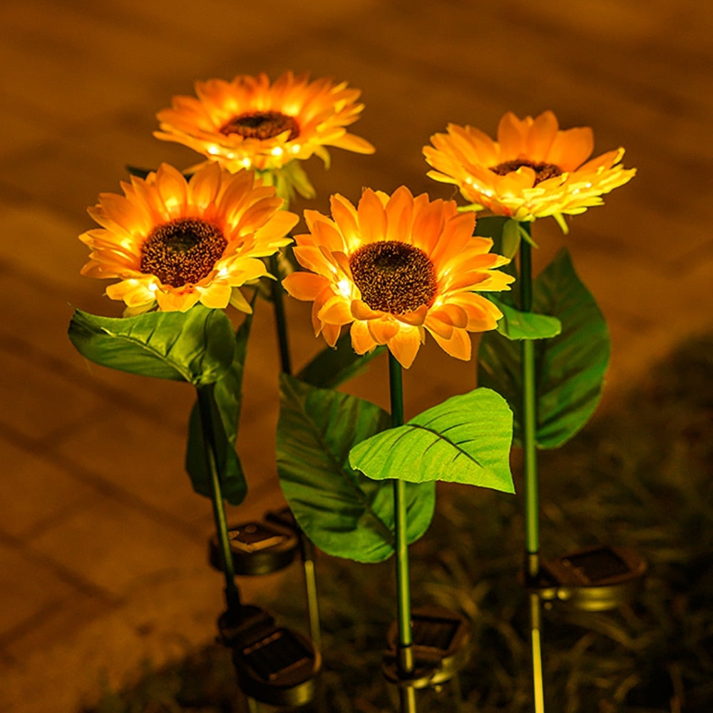 Solarbetriebene Sonnenblumen-Außenrasenleuchte: Wasserdichte Gartendekoration