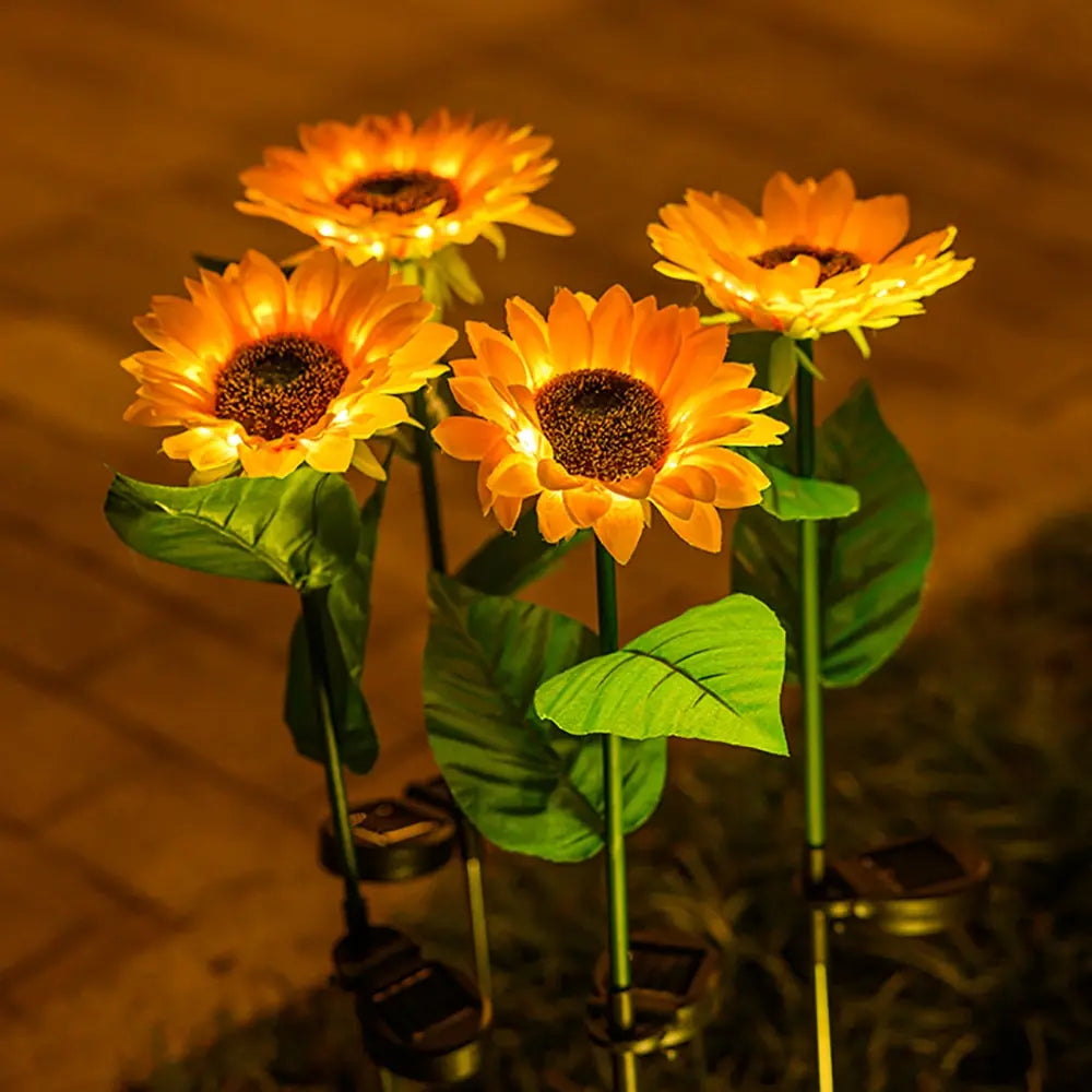 Wasserdichtes Solar-Sonnenblumen-Gartenlicht – Außenpatio-Dekoration mit LED