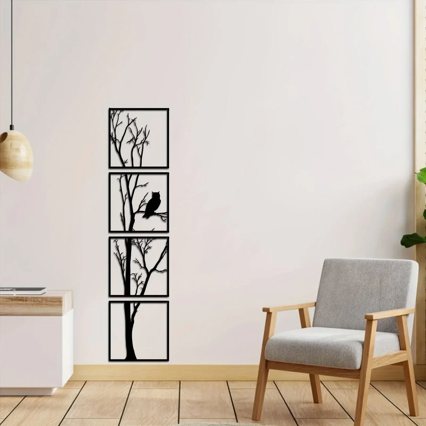 Wanddekoration Baum und Eule – Minimalistisch und Stilvoll