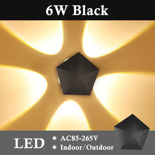 Royelux LED Pentagram Wandlampe - Stilvolle wasserdichte Lampe für Innen- und Außenbereich