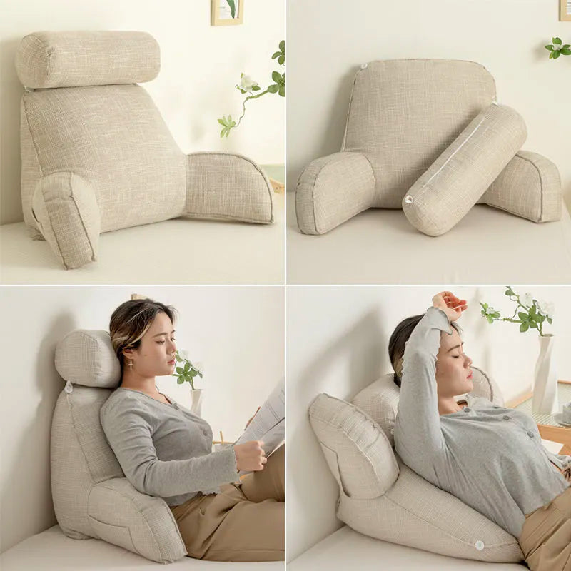 Deluxe Rückenstütz-Kissen – Ergonomische Unterstützung mit verstellbarem Kopfteil & waschbarem Bezug