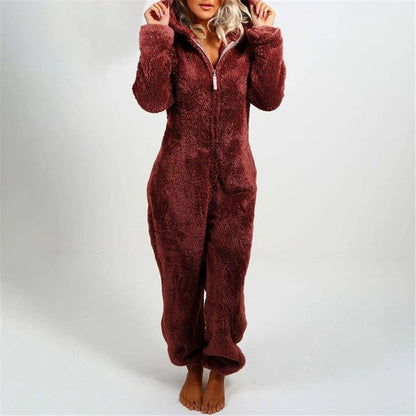 Kuscheliger Fleece Onesie mit Kapuze und Reißverschluss