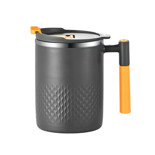 450ml Tragbecher aus Edelstahl mit Griff und Deckel Leckdichtes Design für heiße oder kalte Getränke
