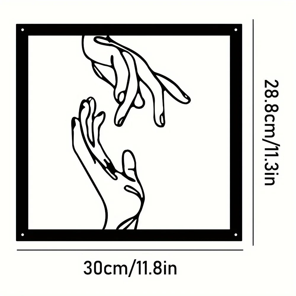 Verbundene Hände Metall-Wanddekoration – Minimalistisch und Verbindend