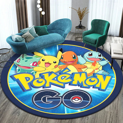 Pokemon Cartoon HD Gedruckter Rundteppich Dropshipping Teppich für Wohnzimmer Bereich Teppich Große Haustiermatte Weiche Kreis Teppiche Raumteppich