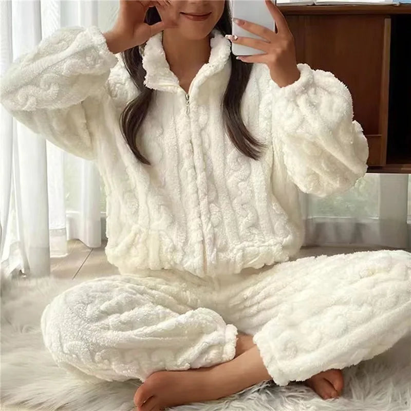 Strickpullover Plüsch Pyjama Set