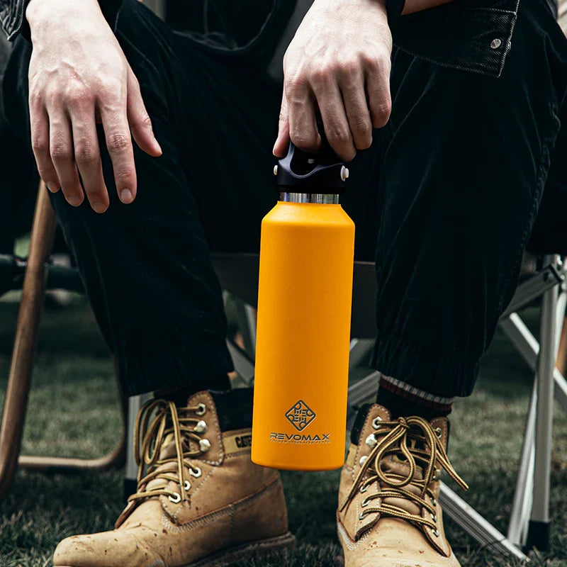 950ml Große Kapazität Edelstahl Thermosflasche Tragbarer Isolierter Becher Ohne Schraubdeckel für Reisen im Freien