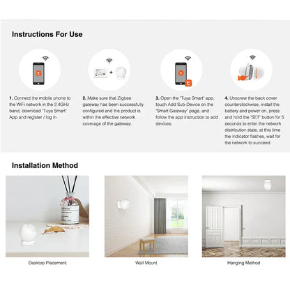 Zigbee 3.0 PIR Bewegungssensor mit LED Nachtlichtern