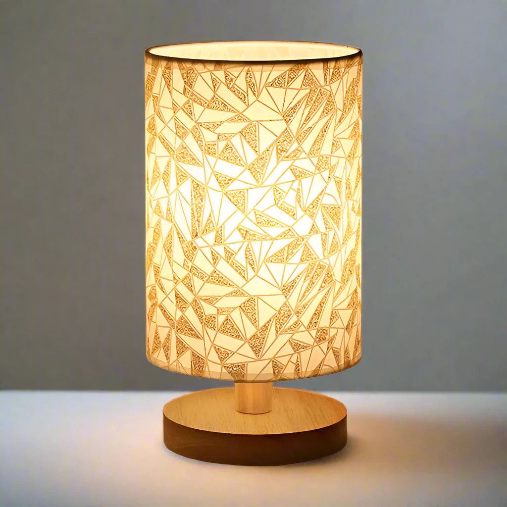 Holz-Nachtischlampe – USB-betriebene Leinen-Tischlampe für Schlafzimmer & moderne Wohnkultur