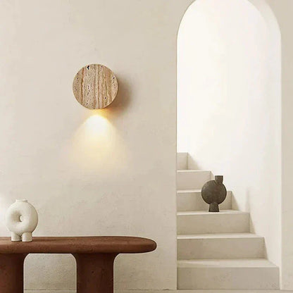 Natürliche Travertin-Wandleuchte – Minimalistisches Wabi-Sabi-Design mit sanfter Umgebungsbeleuchtung für Badezimmerwandleuchten und Wandleuchten