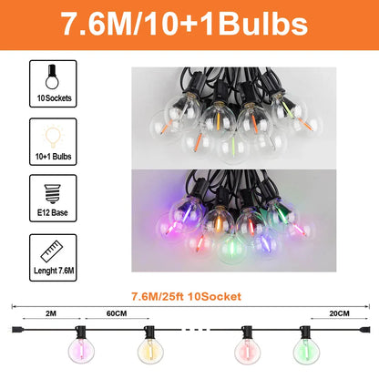 Bunte wasserdichte Außen-Lichterketten