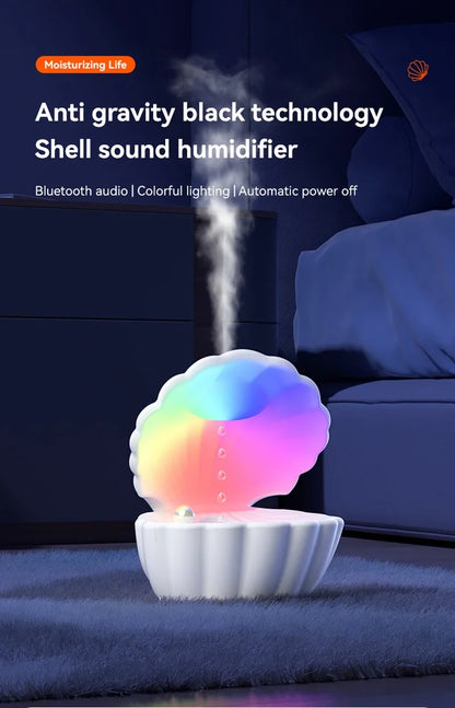Shell Schlafhilfe Bluetooth Lautsprecher – RGB Nachtlicht mit Luftbefeuchter & Anti-Schwerkraft-Design