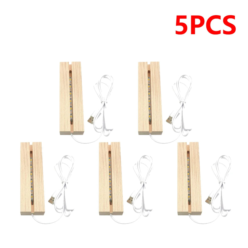 LED Holzlichtanzeige Basis – USB Holzständer für Kristall- und Harzkunst