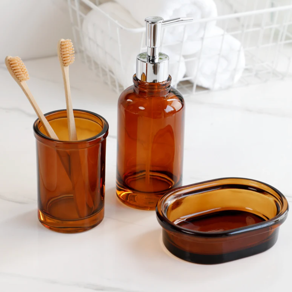 Apothecary Luxe – Elegantes Glas-Badezimmer-Set für einen zeitlosen Look