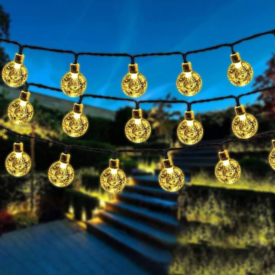 TwinkleGlow™ Solar LED Lichterkette | Außenbeleuchtung für Garten & Terrasse | Wasserdichte Funkellichter für jede Saison